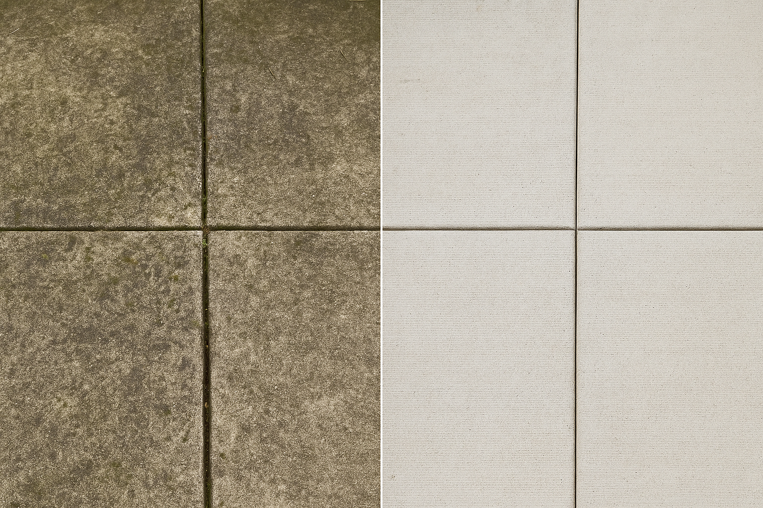 Before pressure washing - dirty concrete surface showing stains and discoloration